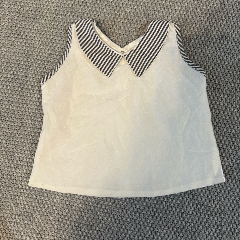Striped Collar Sleeveless Top